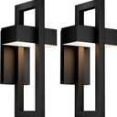LamQee 2 Packs Modern Outdoor Wall Lights 3000K Integrated LED Outdoor Wall Sconces Lighting, Contemporary Exterior Lighting Fixtures Outside Wall Mount Lights for House Porch Door Garage, Matte Black