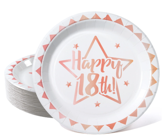 Cheerland 24 Pcs 40th Disposable Party Paper Plates for Blue and Gold Milestones Birthday Celebration Party Supplies and Decorations