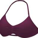 YEOREO SoftHue Impact Strappy Halter Bra for Sports Intensify Women Workout Backless Padded Gym Yoga Bra (X-Small, Black Cherry)