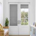 NICETOWN Magnetic Blackout Door Blinds, No Drill Roll Up French Door Curtain for Window, Thermal Insulated Light Blocking Shades for Sidelight Glass Window, 24" W x 64" L, Silver Grey, 1 Panel