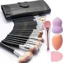 Makeup Brushes for Women, 28PCS Full Makeup Kits Include 24 Makeup Brushes, 2 Large Beauty Blenders, 1 Face Mask Spatula, 1 Brush Cleaning Egg, Makeup Brush Set with Travel-Friendly Case, Black