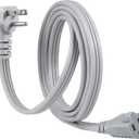 KUNCAN Appliance Power Extension Cord - 3 Prong Flat Wire SPT-3 14 AWG Heavy Duty Male to Female Extender Low Profile Grounded Cable for Major AC Unit, Air Conditioner, Refrigerator (6 Feet)