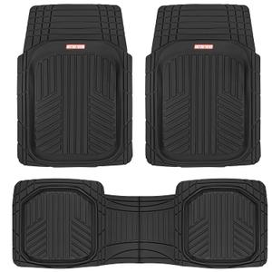 Motor Trend FlexToughXL Floor Mats for Cars Full Set, All-Weather Rubber Automotive Floor Mats, Waterproof Heavy Duty Car Mats, Flexible Floor Liners for Car Truck Van SUV, Car Floor Mats (Black)