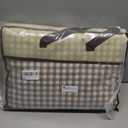 Taupe/White Plaid Ruffle Duvet Cover King Size,100% Washed Cotton 3 Pcs Vintage Checkered Chic Gingham Bedding Set Comforter Cover Set