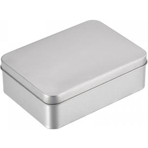 uxcell Metal Tin Box, 4.92" x 3.54" x 1.57" Rectangular Empty Tinplate Containers with Lids, Silver Tone, for Home Organizer, Candles, Gifts, Car Keys, Crafts Storage