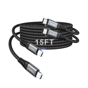Extra Long USB C to USB C Cable 100W [15ft/2 Pack] Charger Cable Fast Charging Compatible with iPhone 17/17 Pro Max, iPhone 16 Series, iPhone 15 Series, Galaxy S24/S23/S22, Car Play, MacBook, iPad