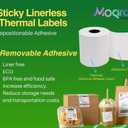 Moqra Sticky Thermal Receipt Paper Rolls (80mm) 3 1/8" x 170' 6 Rolls- Removable Label Compatible with TM-L90ii, TSP654IIsk and Other linerless Label Printers. Works with POS Systems (6 Rolls/Box)