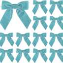 AIMUDI Baby Blue Velvet Bows 4.5" Blue Velvet Easter Bows Premade Bows Light Blue Twist Tie Bows for Wreaths, Gift Basket, Spring Holiday Decor, Gift Wrapping, Swag, Baby Shower Decoration - 12 PCs