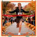 3 Pcs Thanksgiving Turkey Costume Set with Knitting Embroidery Turkey Hat Turkey Trot Socks and Funny Turkey Glasses for Kids Adults Men Women, Autumn Running Cosplay, Thanksgiving Winter Clothing