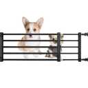 Short Dog Gate Expandable Dog Gate 22"-39.37" to Step Over,Pressure Mount Small Pet Gate,Low Pet Gate-Adjustable,Puppy Gate Indoor for Doorway,Stairs (Black, M(14.17''H))