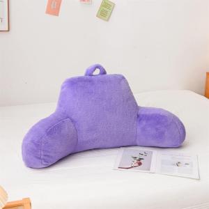 Holawakaka Reading Pillow for Sitting up in Bed Sofa Kids Teens, Backrest Pillow with Arms for Girls Women Petites Pregnancy, Back Support Cushion for Couch Floor Nursery Playroom (Lavender) (Standard)