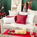 MIULEE Pack of 2 Decorative Outdoor Solid Waterproof Throw Pillow Covers Faux Linen Garden Farmhouse Cushion Cases for Summer Patio Tent Balcony Couch Sofa 16x16 Inch Red