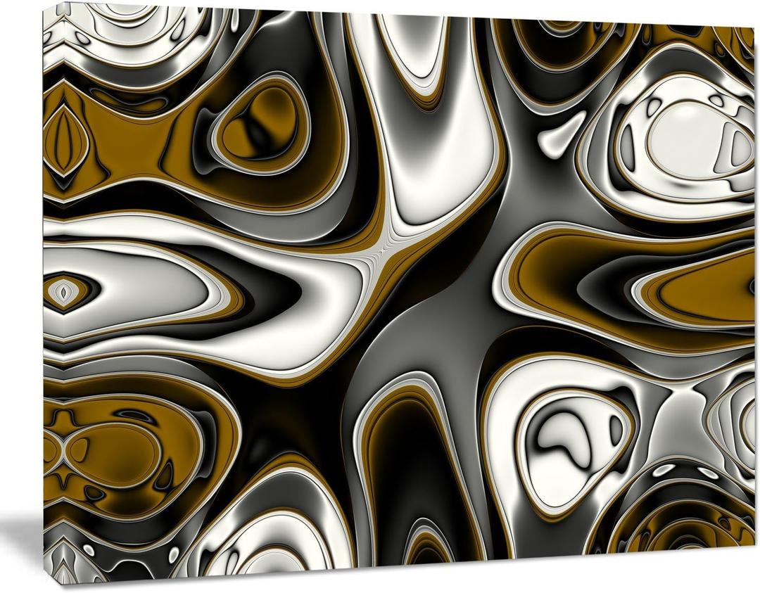 Designart Fantastic Fractal Abstract Pattern Canvas Artwork, 12" H x 20" W x 1" D 1P, White