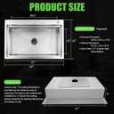 3322 Inch Drop In Kitchen Sink 304 Stainless Steel Top monut Deep Single Bowl Workstation Sinks, Integrated Ledge Design with Full Accessories