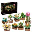 Educiro Flower Botanical Bonsai Building Set, Succulent Building Toys Block - 9 Pack, for Home Decor, Valentine's Day, Mother's Day, Christmas for Adults and Kids - 913pcs