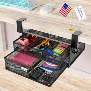 Under Desk Drawer Organizer No Drilling Under Desk Storage Drawer Organizer Metal Under Desk Drawer Suitable for Home and Office(13 Inch)