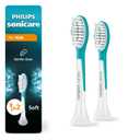 Philips Sonicare for Kids 7+ Genuine Replacement Toothbrush Heads, 2 Brush Heads, Turquoise and White, Standard, HX6042/94 (2 Count (Pack of 1))