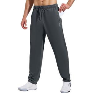 ZENGVEE Sweatpants for Men Athletic with Zipper Pockets Workout Sweat Pants Lightweight for Jogging Gym Running Track Exercise Training Lounge Open Bottom 3029 Darkgray S (Gray, S)