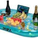 POZA Inflatable Gold Floating Cooler - Luxurious Drink Holder Filled with Sparkly Confetti, Premium Party Float with 8 Holders, Serving Bar for Beach, Lake, Hot Tub, Jacuzzi and Pool - 39x23 Inches (Blue)