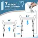 Shower Chair Seat with Arm for Inside Shower - Adjustable Up to 24 Inches Shower Stool with Suction Feet for Seniors, Elderly, Handicap & Disabled-Adjustable Support Shower Bench