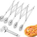 5 Wheel Pastry Cutter, Stainless Pizza Slicer, with1 Pc Double Wheel Cutter, Expandable Dough, Multi-Round Pastry Knife Baking Roller Cookie Dough Divider