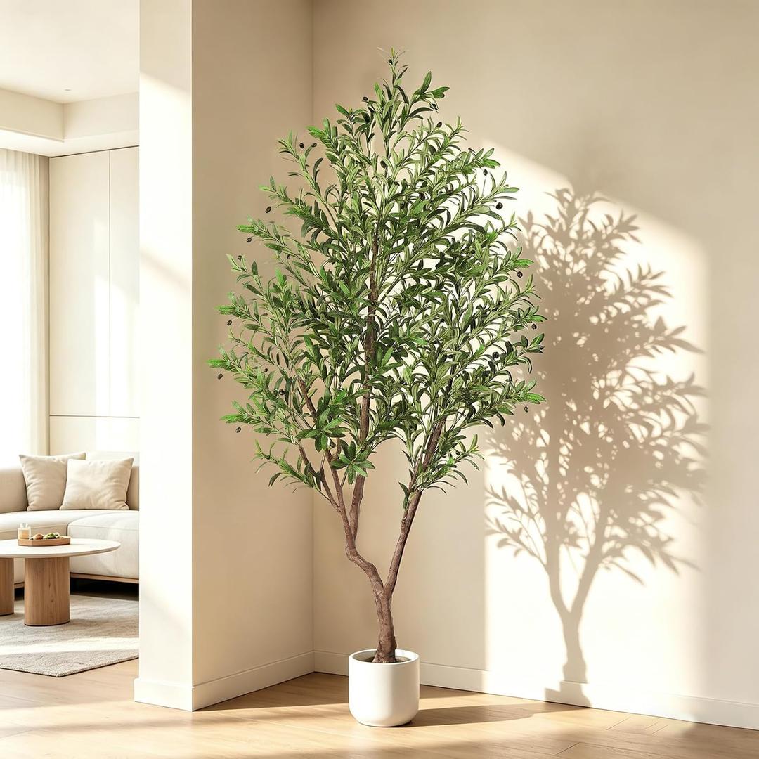 Suntee Olive Tree Artificial Indoor 7ft, Tall Faux Olive Tree with Large Olive Branches and Realistic Fruits, Fake Floor Plant Artificial Plants Indoor for Home Office Living Room Decor