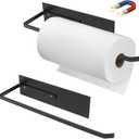 Magnetic Paper Towel Holder, Toilet Paper Roll Holder Magnetic Towel Rack Wall Mount Fridge Organizer for Paper Towels Rolls Bathroom Toilet Pantry RV Kitchen Organizers and Storage 2 Pack (Black)