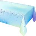 Cheerland Fabric Tablecloth Iridescent Party Decorations Confetti Table Cover for Birthday Party Decorations Iridescent Party Supplies Wedding Table Decorations