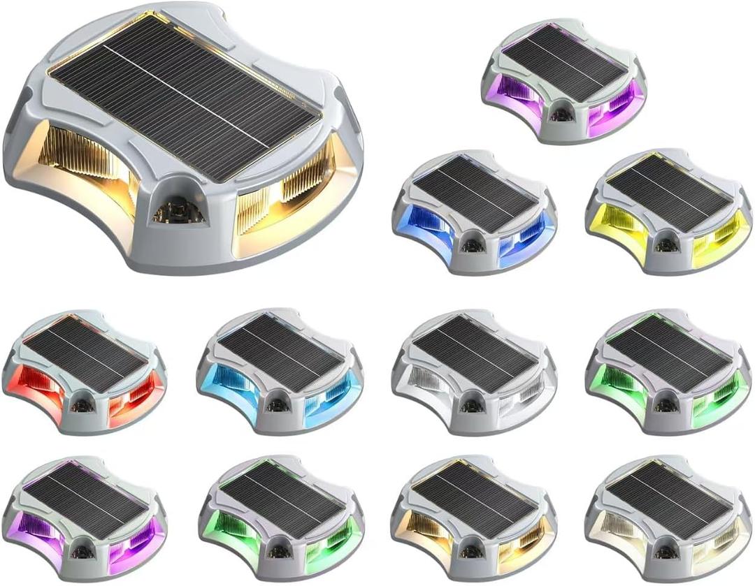 Solar Driveway Lights Solar Dock Lights 9 Colors in 12 Pack, Waterproof IP68, Outdoor, for Driveway Markers, Marine Dock, Pathway, Sidewalk, Warning Step