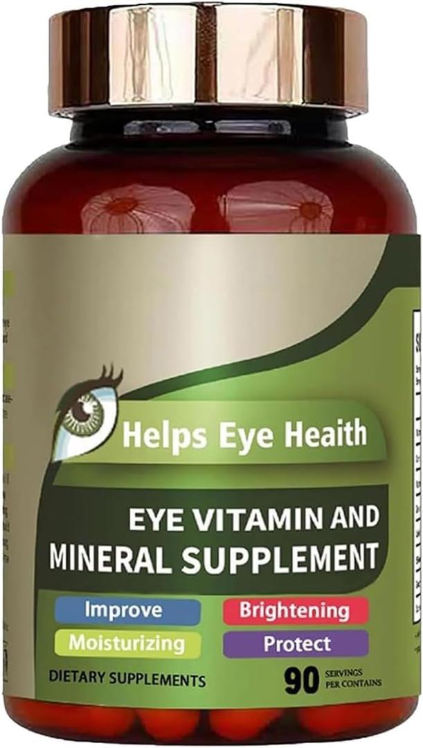 ZPX Eye Vitamin & Mineral Supplement with Lutein, Zeaxanthin, Supports Eye Strain, Vision Health for Adults with Vitamins C & E, Vegan Eye Vitamins Supplement - 90 Capsules (2PCS), Best By 03/28/2027