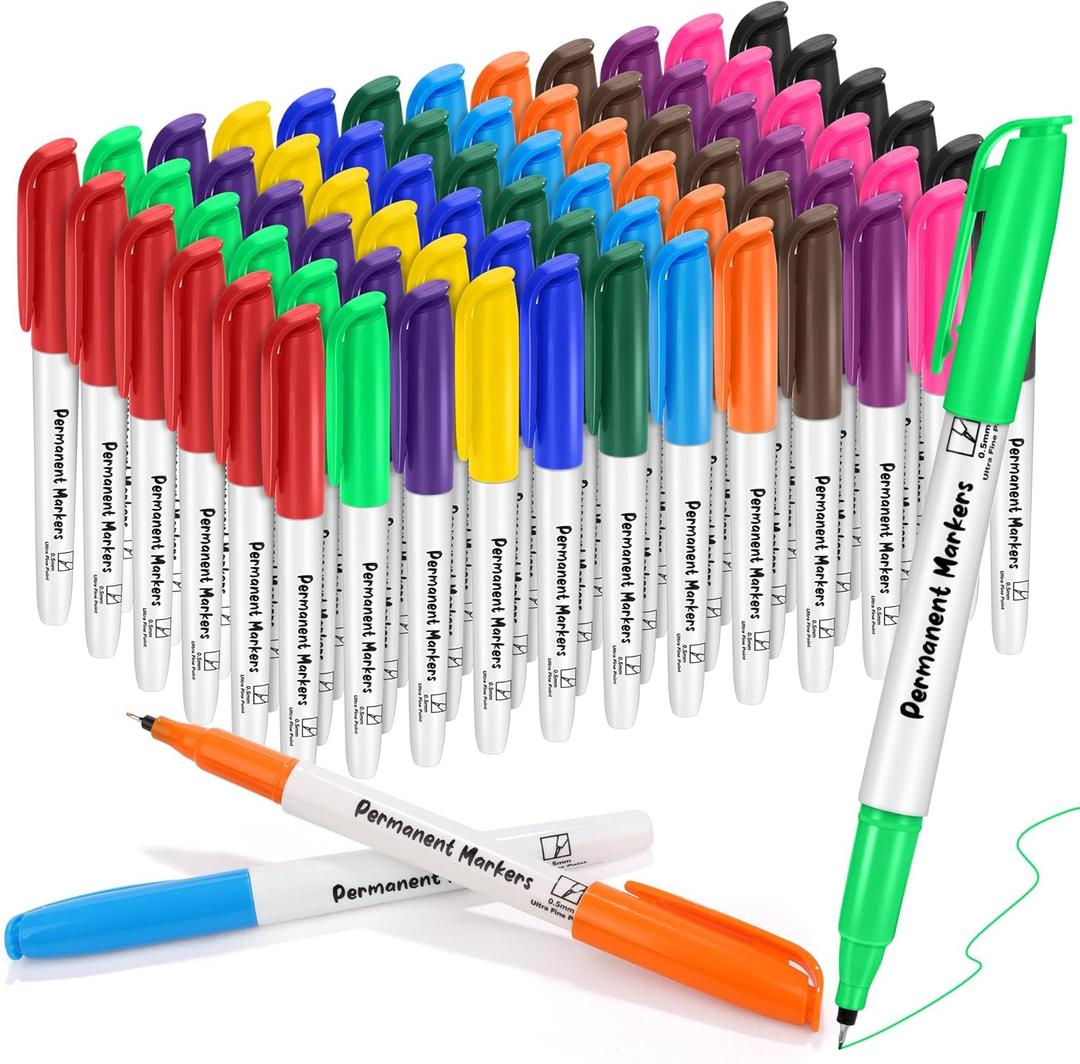 2 x Aodaer 72 Pack Permanent Markers 0.5mm Ultra Fine Point Markers, Waterproof Colored Pens, Quick-drying, Smooth Writing Markers for Home Office School Supplies, Works on Wood, Plastic, Metal