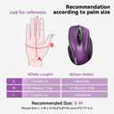 TECKNET Wireless Mouse, 2.4G Ergonomic Optical Mouse, Computer Mouse for Laptop, PC, Computer, Chromebook, Notebook, 6 Buttons, 24 Months Battery Life, 2600 DPI, 5 Adjustment Levels - Purple