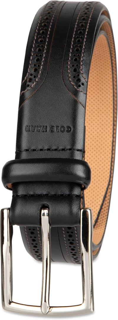 Cole Haan Men's Black Leather Dress Belt - Classic Style With Polished Buckle for Work Or Formal Wear (Size 34)