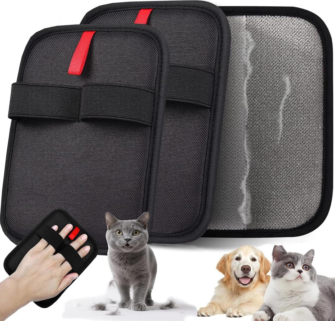 2-Pack Pet Hair Remover, Electrostatic Pet Hair Removal Gloves, Reusable Cat & Dog Hair Remover for Couch, Furniture, Carpet, Curtain, Upgraded Animal Fur Removal Tool