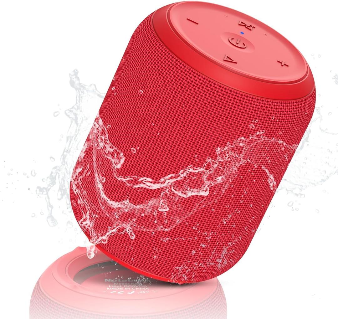 NOTABRICK Bluetooth Speaker with15W, IPX67 Waterproof Portable Speakers Bluetooth Wireless V5.0, Stereo Sound, Active Extra Bass, Double Pairing, for Party, Home Theater, Game Theater, Red