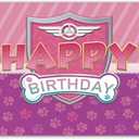 72x43inch Pink Dog Paw Logo Birthday Backdrop for Boy Girls Cartoon Party Decorations Photography Background Photo Banner Booth Props