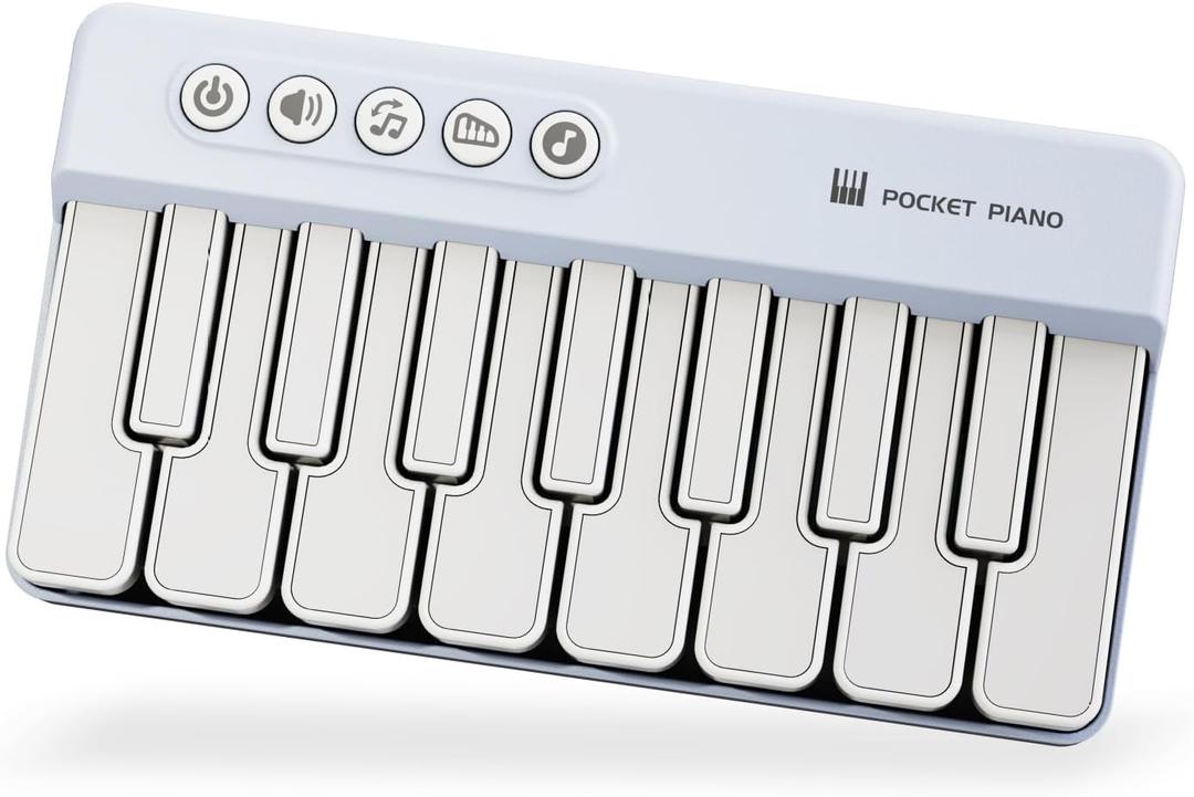 Portable Electronic Piano Keyboard 3 Different Tones Mini Light up Keys Mini Musical Instruments for Home Camping Outdoors (Blue)