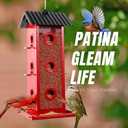 All Metal Bird Feeder for Outdoors Hanging | 14-Port Multi-Bird Viewing | Rust-Proof, Waterproof & Easy-Clean | Attracts Cardinals, Finches, Chickadees & More (Elegant Red & Black)