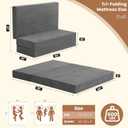 Erament 6-Inch Tri-Fold Mattress Full Size, Covertible Bed Floor Futon Mattress with Handles & Non-Slip Bottom, Foldable Mattress with Removable Tufted for Guest, Camping, Dorm