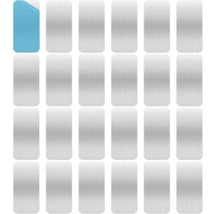 24 Pack Adhesive Metal Plates for Magnetic Mount, 2.3x1.1in Metal Strips for Magnets, Rectangular Steel Sheets for Non-Steel Vents (0.02 in) (Silver)