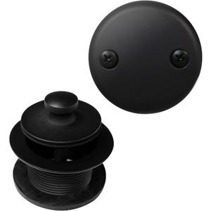 Westbrass Twist & Close Tub Trim Set with Two-Hole Overflow Faceplate, Matte Black, D94-2-62 (1-Pack)