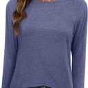 ANRABESS Womens 3/4 Length Sleeve Tops 2025 Summer Tee T-Shirts Boat Neck Tunic Travel Basic Blouses Fall Fashion Clothes (Large, Navy Blue)