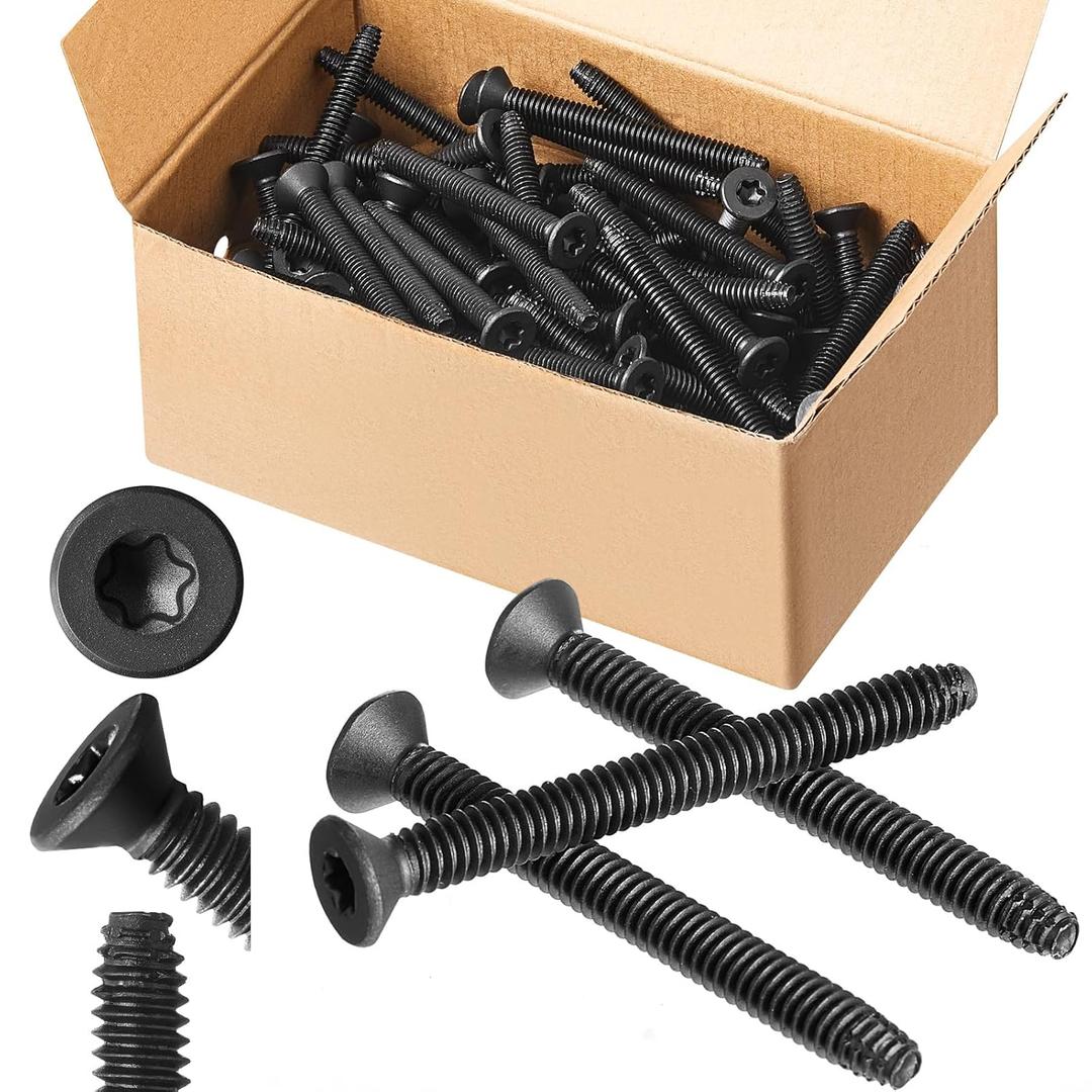 Blulu 100 Pcs 1/4-20 x 2-1/2" Self-Tapping Trailer Deck Screws Flat Head Trailer Deck Screws, Star Drive T-30, Black Floorboard Thread Cutting Screw Fasteners for Wood to Metal