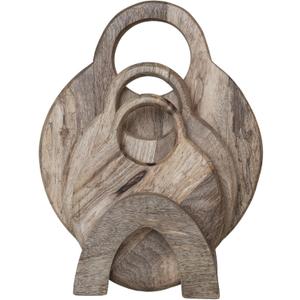 Creative Co-Op 3-Piece Round Mango Wood Cutting Boards with Stand, Natural