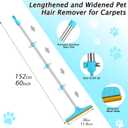 Carpet Rake for Pet Hair Removal - Reusable Pet Hair Remover, 60 Adjustable Long Handle Cat Dog Carpet Rake Scraper with Patented Design, Dog Hair Rake Brush for Rugs, Mats