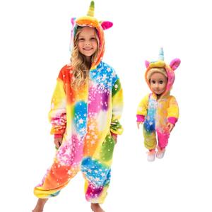 FZOSM Cute Girls Unicorn Halloween Costume Cosplay Onesie (3-4 Years, Yellow)