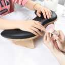 ANGNYA U-shaped Arm Rest for Nails Tech, Nail Arm Rest with Detachable Brackets Microfiber PU Leather Manicure Hand Rest Pillow for Nail Tech Must Haves Manicure Tools (Black)