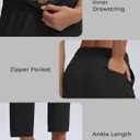 Seamaid Women's Golf Pants with Deep Pockets 7/8 Stretch Athletic Travel Pants for Casual Lounge , Black,  L