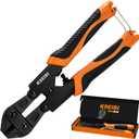 KSEIBI 141610 Mini Bolt Cutters 8 inch - Spring Loaded, CR-V Steel, Sharpened Cutting Edge, Wire Cutter, Snips Clippers, One Hand Operation, Small and Portable Design with Soft Grip Anti-Slip Handle