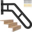 Handrail for Outdoor Grab Bar Frossvt Wall Mount Handrail, 25.8'' Garage, Porch, Garden 1 to 3 Steps Stairs Black
